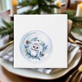 Winter Uil Waterverf Baby shower Bedankjes Labels