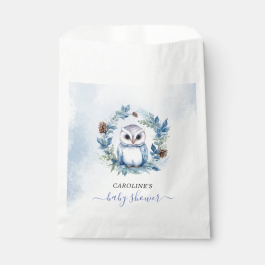 Winter Uil Waterverf Baby shower Bedankzakje (Voorkant)