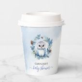 Winter Uil Waterverf Baby shower Papieren Bekers (Achterkant)