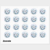 Winter Uil Waterverf Baby shower Ronde Sticker (Vel)