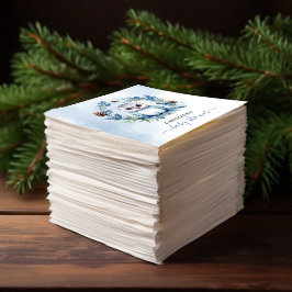 Winter Uil Waterverf Baby shower Servet