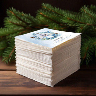 Winter Uil Waterverf Baby shower Servet