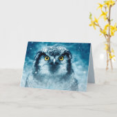 winter uil wenskaart kaart (Gele Bloem)