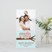 Winter Uilen Familie Feestdagenkaart (Staand voorkant)