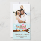 Winter Uilen Familie Feestdagenkaart (Voorkant)