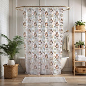 Winter Uilen Rode Berry Kerst Douche Gordijn