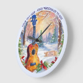 Winter Ukulele In Sneeuw Aangepaste Tekst Kerstmis Grote Klok (Hoek)