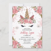 Winter Unicorn 1e verjaardag Blush Pink Kaart (Voorkant)
