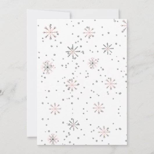 Winter Unicorn 1e verjaardag Blush Pink uitnodigin Kaart (Achterkant)