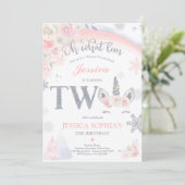 Winter Unicorn 2e verjaardag Roze & Silver Unicorn Kaart (Staand voorkant)