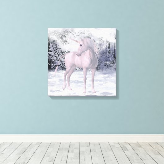 Winter Unicorn Canvas Afdruk (Insitu (Houten vloer))