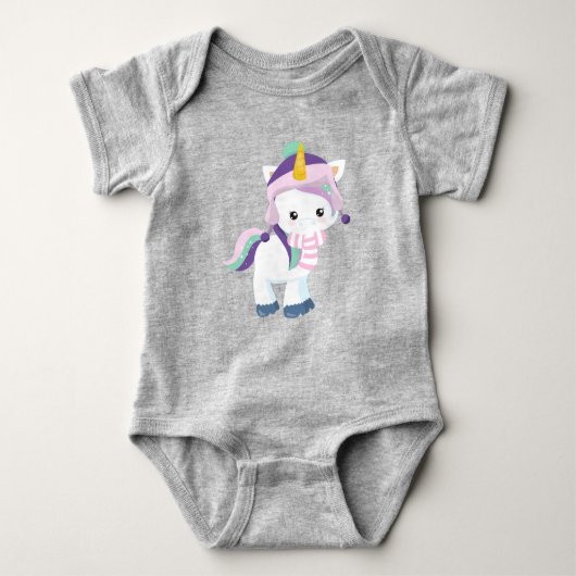 Winter Unicorn, Cute Unicorn, Magic Unicorn, Pet Romper (Voorkant)