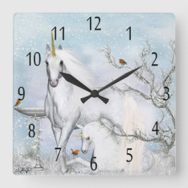 Winter Unicorn en Foal, wandklok