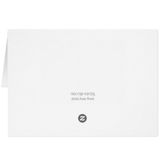 WINTER UNICORN EN VOGELS, PEACEFUL SNEEUWNOOT KAAR (Achterkant Horizontaal)