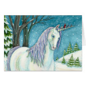 WINTER UNICORN EN VOGELS, PEACEFUL SNEEUWNOOT KAAR (Voorkant Horizontaal)