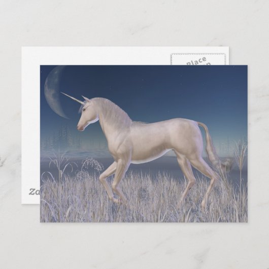 Winter Unicorn - lopend Briefkaart (Voorkant / Achterkant)
