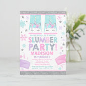 Winter Unicorn Slumber Party Invitation Kaart (Staand voorkant)