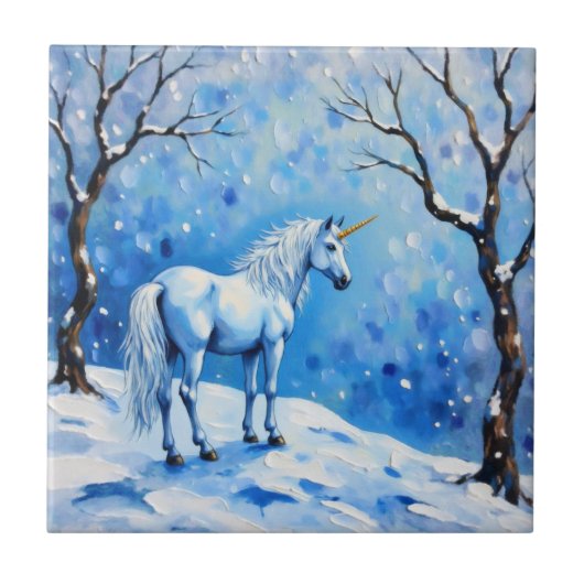 Winter Unicorn Tegeltje (Voorkant)