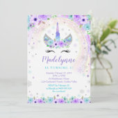 Winter Unicorn Uitnodiging - Unicorn Snowflakes (Staand voorkant)
