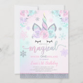 Winter Unicorn Uitnodiging Winter ONEderland Parti (Voorkant)