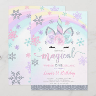 Winter Unicorn Uitnodiging Winter OneDerland Party