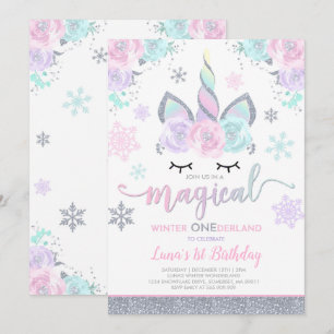 Winter Unicorn Uitnodiging Winter OneDerland Party
