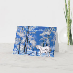 Winter Unicorns Kerstmis Feestdagen Kaart