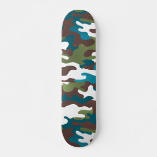 Winter Urban Camo Wit Bruin Turquoise Persoonlijk Skateboard