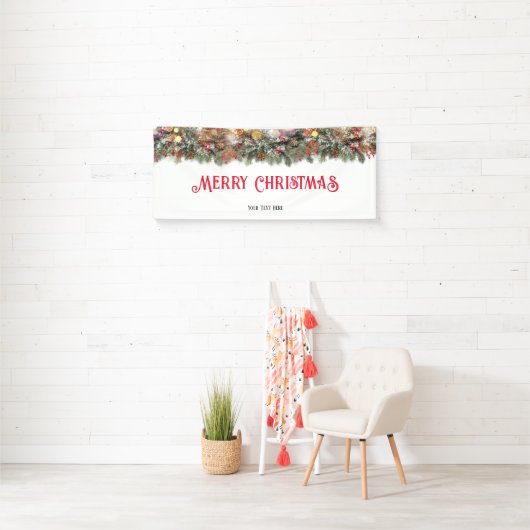 Winter Vakantie Bloemen Binnen Outdoor Kerstmis Spandoek (Insitu)