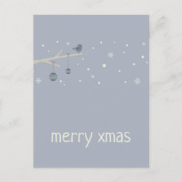 Winter vakantie bos boom roodborstje vogels cartoo briefkaart