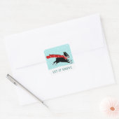 Winter Vakantie Boston Terrier Laat het sneeuwhond Vierkante Sticker (Envelop)