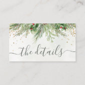 Winter Vakantie Botanische Greenery Glitter Huweli Informatiekaartje (Voorkant)