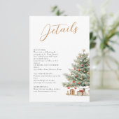 Winter Vakantie Bruiloft Details Informatiekaartje (Staand voorkant)