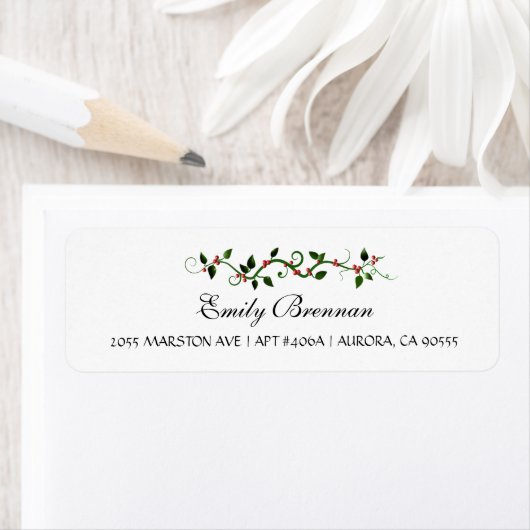 Winter Vakantie Bruiloft Holly Berry Retouradres Etiket (Insitu)