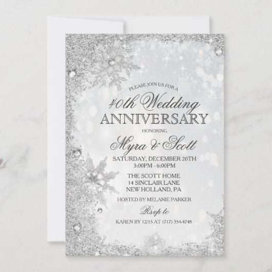 Winter Vakantie Bruiloft Jubileum Uitnodiging (Voorkant)