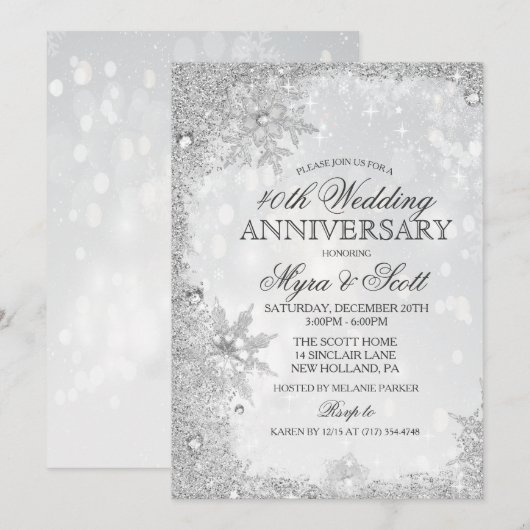 Winter Vakantie Bruiloft Jubileum Uitnodiging (Voorkant / Achterkant)