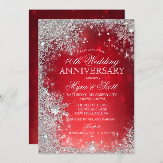 Winter Vakantie Bruiloft Jubileum Uitnodiging (Voorkant / Achterkant)