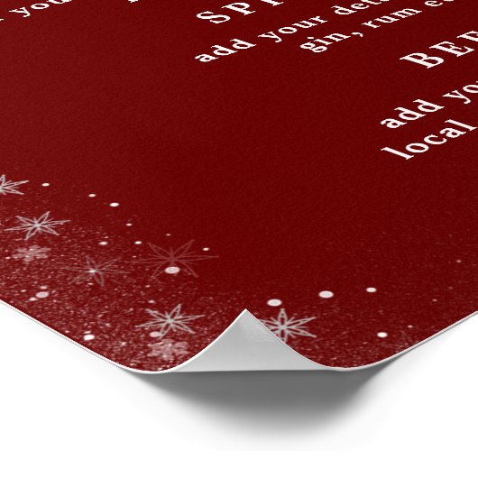 winter vakantie bruiloft vreugde bar menu bord poster (Hoek)