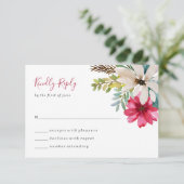 Winter vakantie bruiloft | Waterverf Bloemen RSVP Kaartje (Staand voorkant)