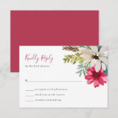 Winter vakantie bruiloft | Waterverf Bloemen RSVP Kaartje (Voorkant / Achterkant)