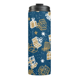 Winter vakantie geschenkdozen patroon thermosbeker