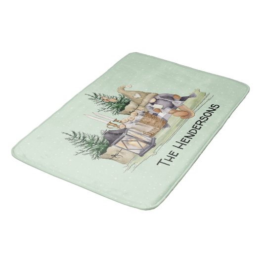 Winter Vakantie Gnome Rustieke Cabin Badmat (Gekanteld)