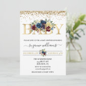 Winter Vakantie Goud Baby Shower Bloemen Bloem Kaart (Staand voorkant)