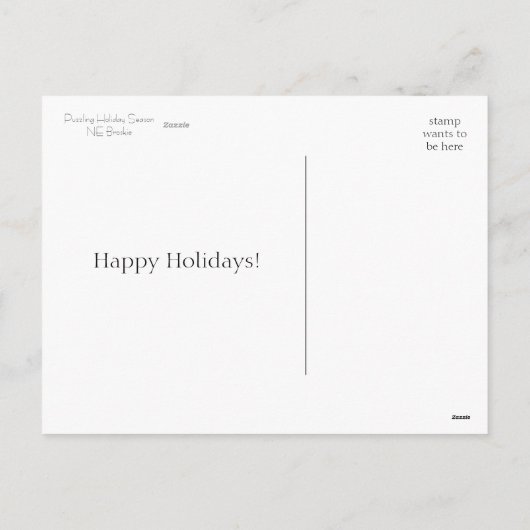 Winter Vakantie Groene Puzzel Feestdagenkaart (Achterkant)