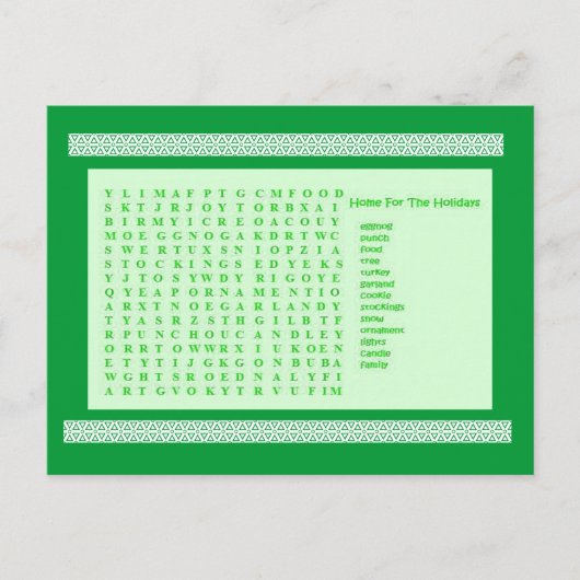 Winter Vakantie Groene Puzzel Feestdagenkaart (Voorkant)