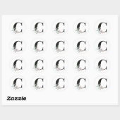 Winter vakantie initiaal sticker letter C (Vel)