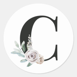 Winter vakantie initiaal sticker letter C