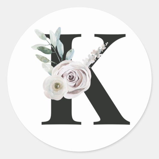 Winter vakantie initiaal sticker letter K (Voorkant)