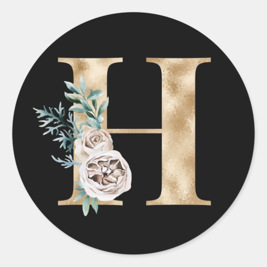 Winter vakantie initialen sticker letter H (Voorkant)