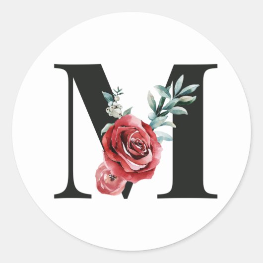 Winter vakantie initialen sticker letter M (Voorkant)